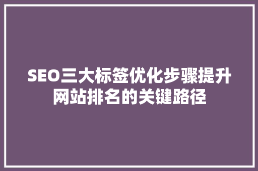 SEO三大标签优化步骤提升网站排名的关键路径