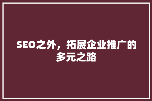 SEO之外，拓展企业推广的多元之路