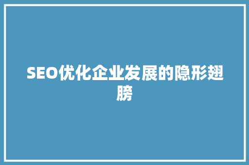 SEO优化企业发展的隐形翅膀