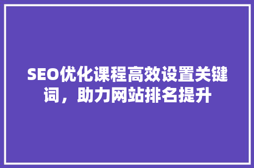 SEO优化课程高效设置关键词，助力网站排名提升
