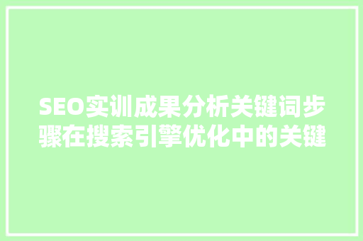 SEO实训成果分析关键词步骤在搜索引擎优化中的关键作用