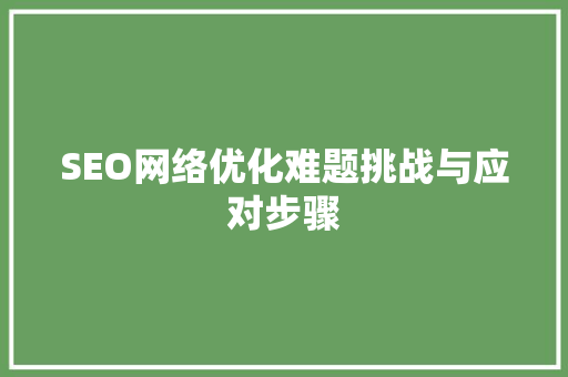 SEO网络优化难题挑战与应对步骤