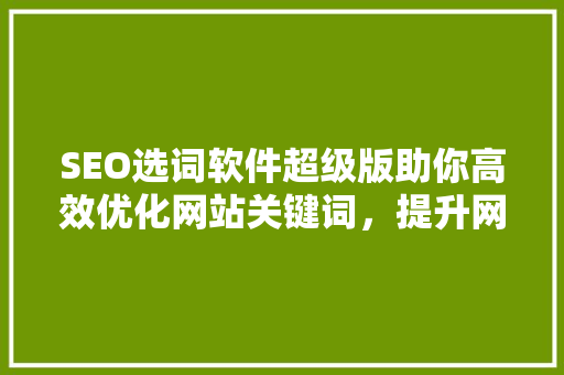 SEO选词软件超级版助你高效优化网站关键词，提升网站排名
