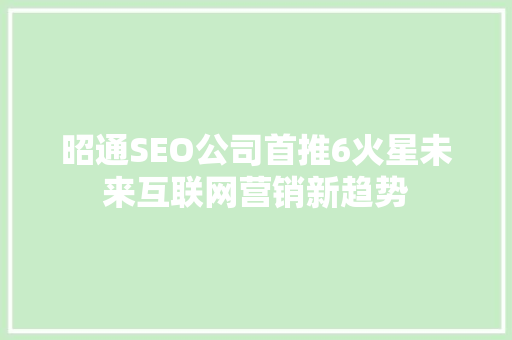 昭通SEO公司首推6火星未来互联网营销新趋势