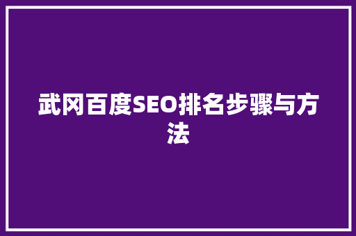 武冈百度SEO排名步骤与方法