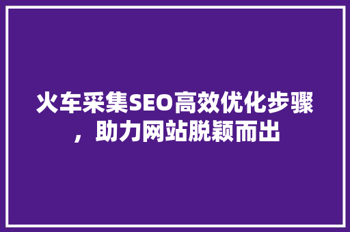 火车采集SEO高效优化步骤，助力网站脱颖而出