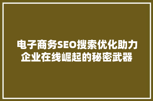 电子商务SEO搜索优化助力企业在线崛起的秘密武器