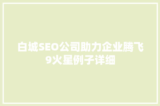 白城SEO公司助力企业腾飞9火星例子详细