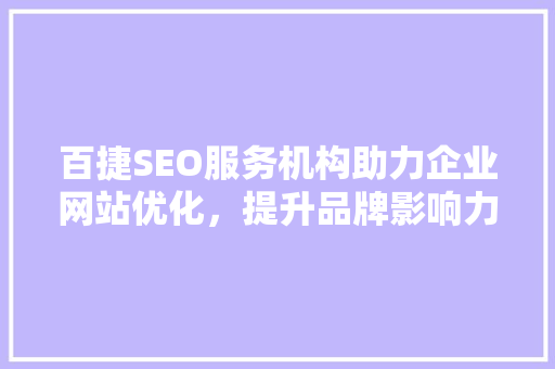 百捷SEO服务机构助力企业网站优化，提升品牌影响力