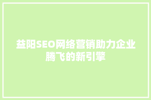 益阳SEO网络营销助力企业腾飞的新引擎