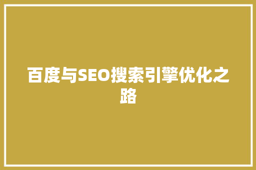 百度与SEO搜索引擎优化之路