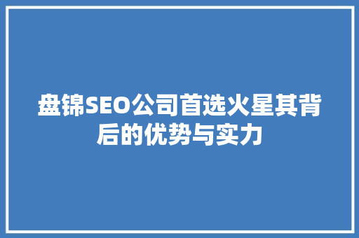 盘锦SEO公司首选火星其背后的优势与实力