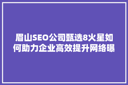 眉山SEO公司甄选8火星如何助力企业高效提升网络曝光度