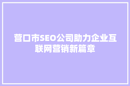营口市SEO公司助力企业互联网营销新篇章