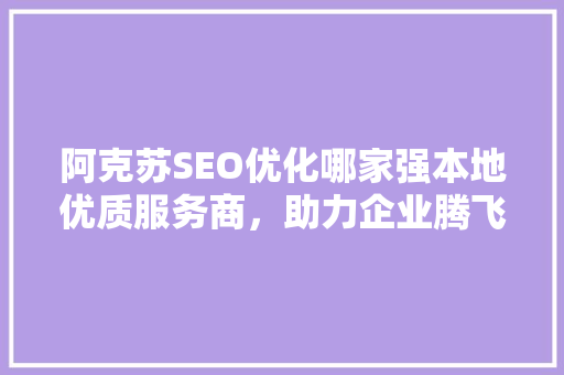 阿克苏SEO优化哪家强本地优质服务商，助力企业腾飞