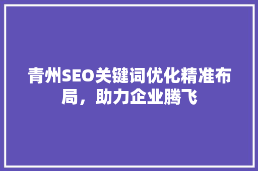 青州SEO关键词优化精准布局，助力企业腾飞