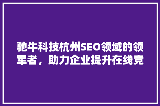 驰牛科技杭州SEO领域的领军者，助力企业提升在线竞争力