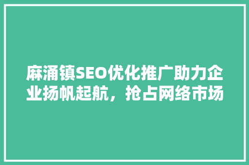 麻涌镇SEO优化推广助力企业扬帆起航，抢占网络市场制高点