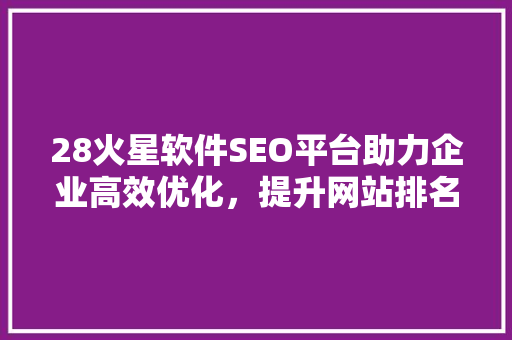 28火星软件SEO平台助力企业高效优化，提升网站排名