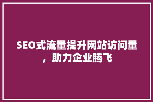 SEO式流量提升网站访问量，助力企业腾飞