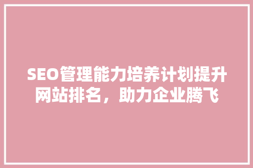 SEO管理能力培养计划提升网站排名，助力企业腾飞