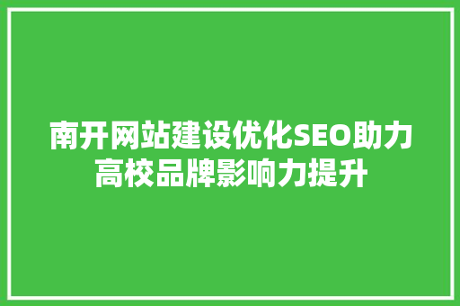 南开网站建设优化SEO助力高校品牌影响力提升