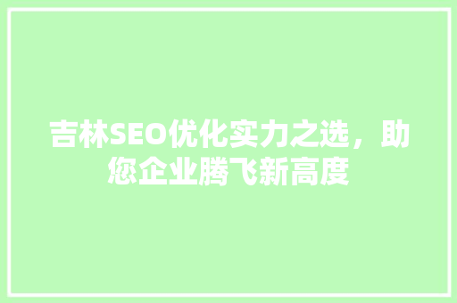 吉林SEO优化实力之选，助您企业腾飞新高度