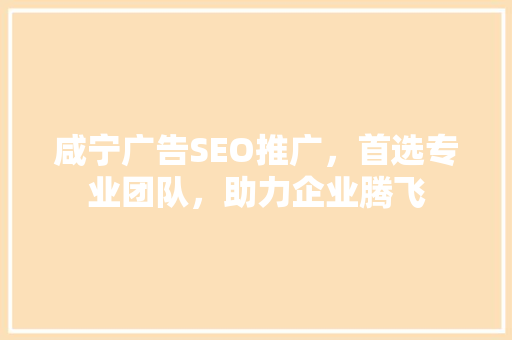 咸宁广告SEO推广，首选专业团队，助力企业腾飞