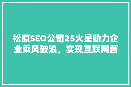 松原SEO公司25火星助力企业乘风破浪，实现互联网营销新飞跃