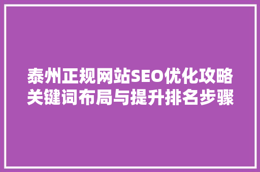 泰州正规网站SEO优化攻略关键词布局与提升排名步骤