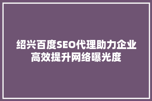 绍兴百度SEO代理助力企业高效提升网络曝光度