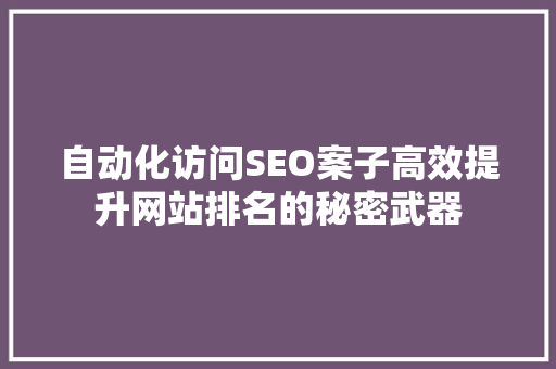 自动化访问SEO案子高效提升网站排名的秘密武器