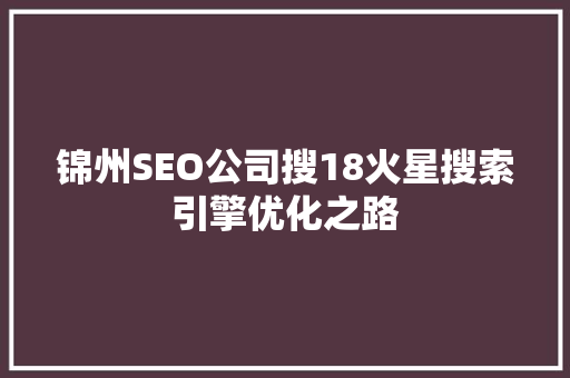 锦州SEO公司搜18火星搜索引擎优化之路