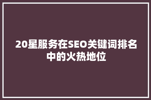 20星服务在SEO关键词排名中的火热地位