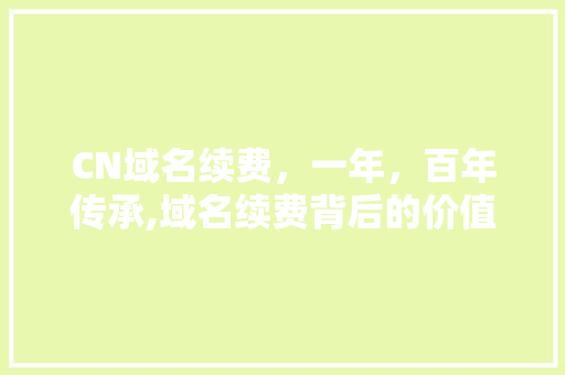 CN域名续费，一年，百年传承,域名续费背后的价值