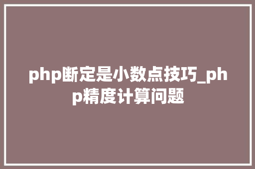 php断定是小数点技巧_php精度计算问题
