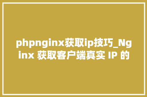 phpnginx获取ip技巧_Nginx 获取客户端真实 IP 的最终方法
