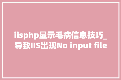 iisphp显示毛病信息技巧_导致IIS出现No input file specified缺点的另类原因