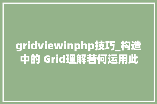 gridviewinphp技巧_构造中的 Grid理解若何运用此功能创建专业的构造