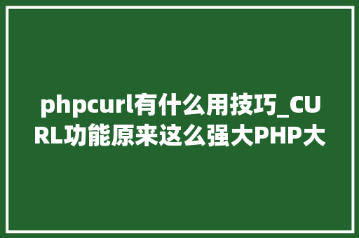 phpcurl有什么用技巧_CURL功能原来这么强大PHP大年夜神都在用