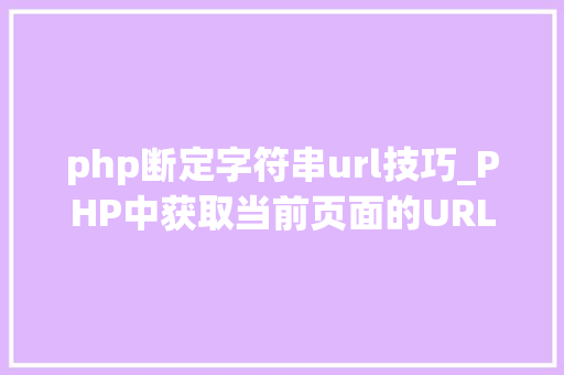 php断定字符串url技巧_PHP中获取当前页面的URL地址的方法