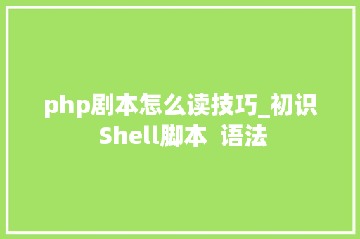 php剧本怎么读技巧_初识 Shell脚本  语法