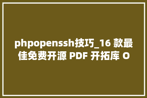 phpopenssh技巧_16 款最佳免费开源 PDF 开拓库 OpenSSH 99 宣告默认禁用 DSA 算法