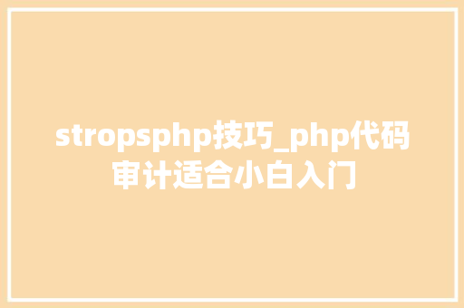 stropsphp技巧_php代码审计适合小白入门