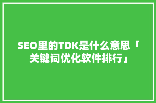 SEO里的TDK是什么意思「关键词优化软件排行」