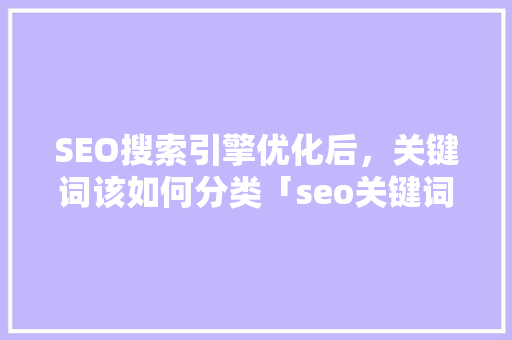 SEO搜索引擎优化后，关键词该如何分类「seo关键词优化自学能做吗」