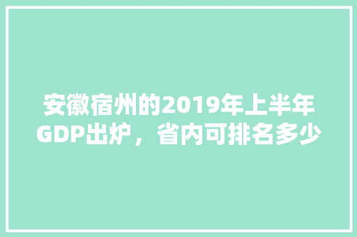 安徽宿州的2019年上半年GDP出炉，省内可排名多少「宿州百度seo排名软件」