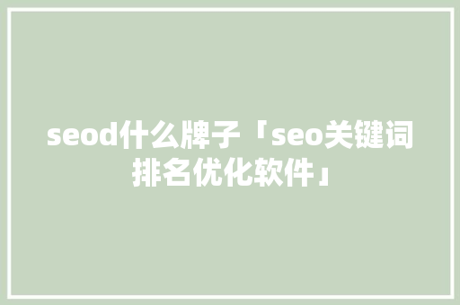 seod什么牌子「seo关键词排名优化软件」