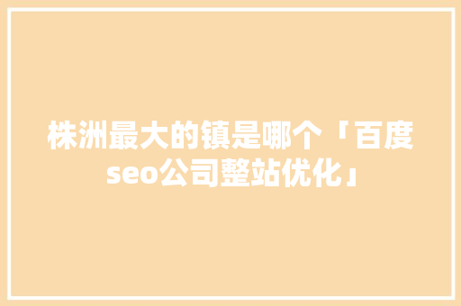 株洲最大的镇是哪个「百度seo公司整站优化」