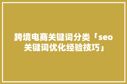 跨境电商关键词分类「seo关键词优化经验技巧」